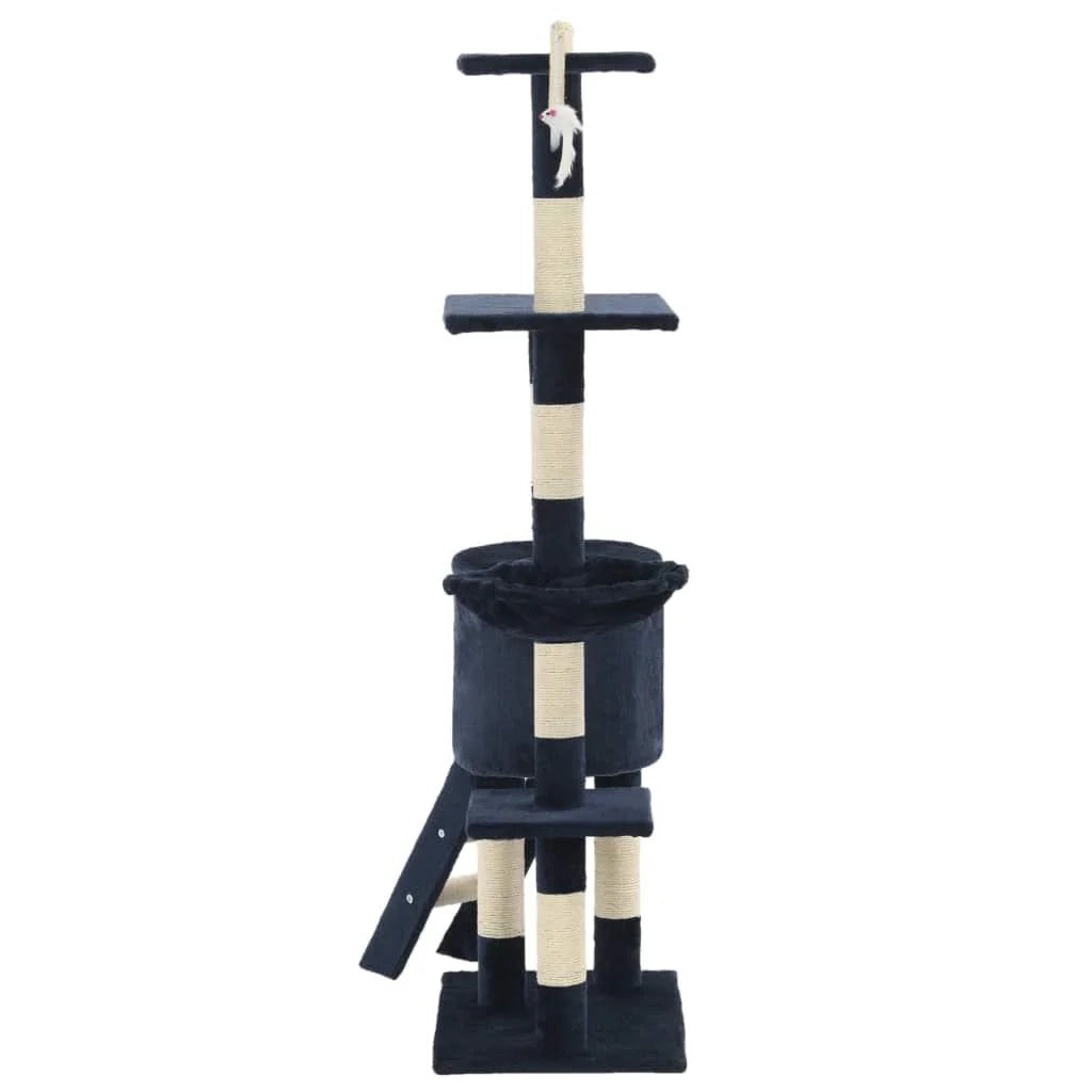 Tiragraffi albero per gatti cuccia per gatti giocattolo peluche sisal 138 cm blu scuro 3702052
