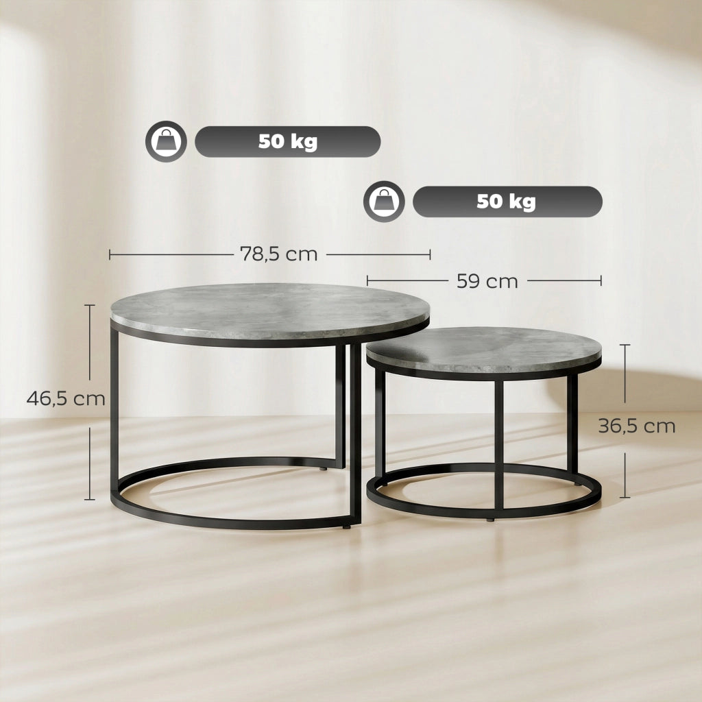 Tavolino da caff¨¨ impilabile ¨C zephmum ¨C grigio metallo