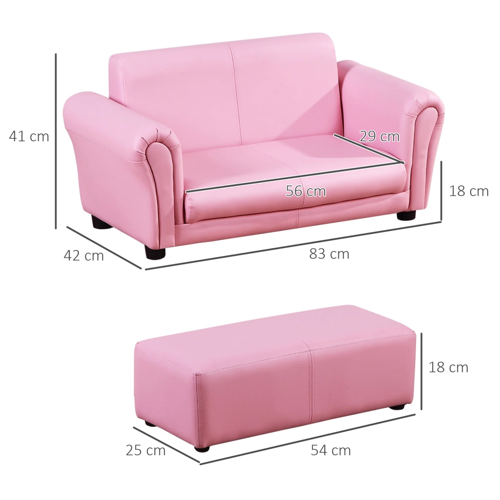 Poltrona per bambini con pouf ¨C zephmum ¨C rosa 83x42x41 cm