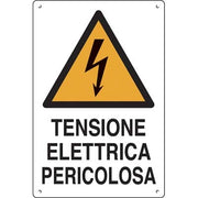 TARGA SEGNALETICA TENSIONE ELETTRICA PERICOLOSA - PP CM 40X60- 10 pezzi