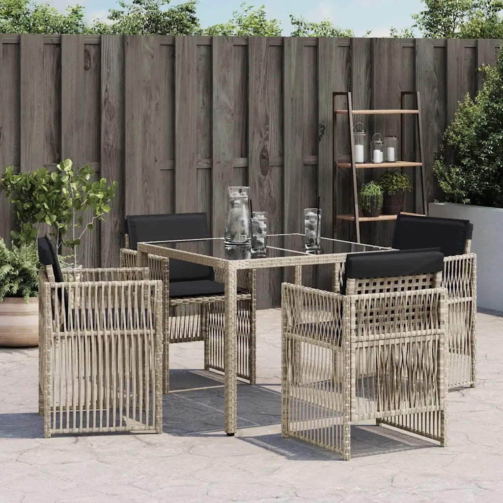 Sedie da Giardino con Cuscini 4 pz | Sedie da Esterno Grigio Chiaro in Polyrattan