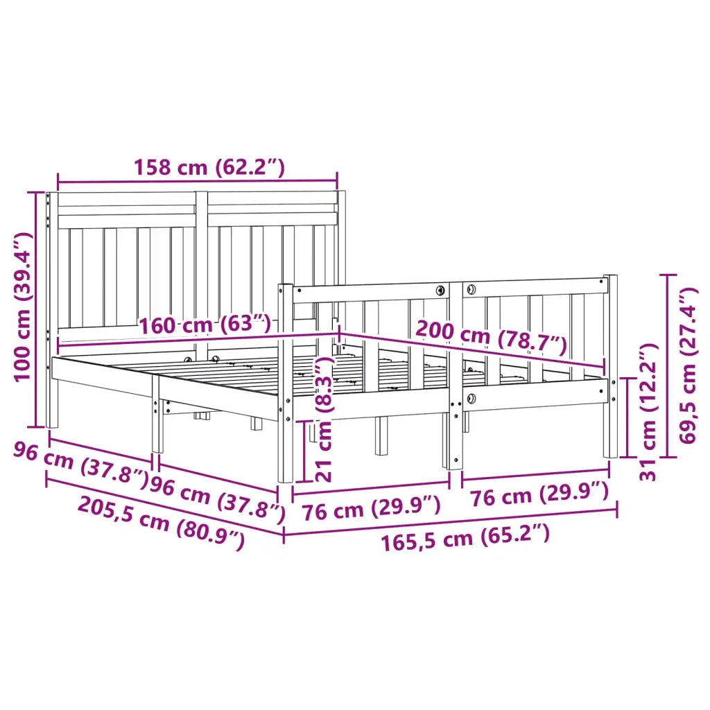 Struttura del letto Marrone cerato 205,5 x 165,5 x 100 cm 3418138