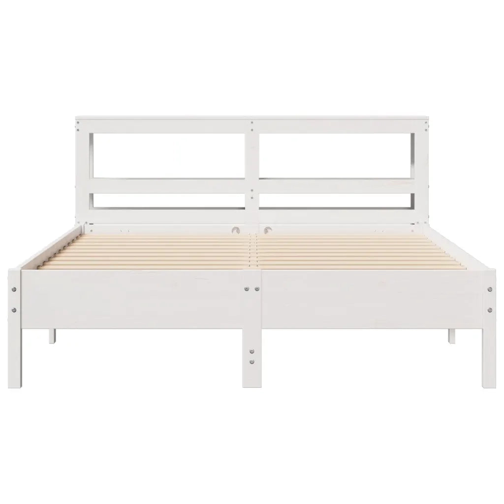 Letto senza Materasso Bianco 140x190 cm Legno Massello di Pino 3306160