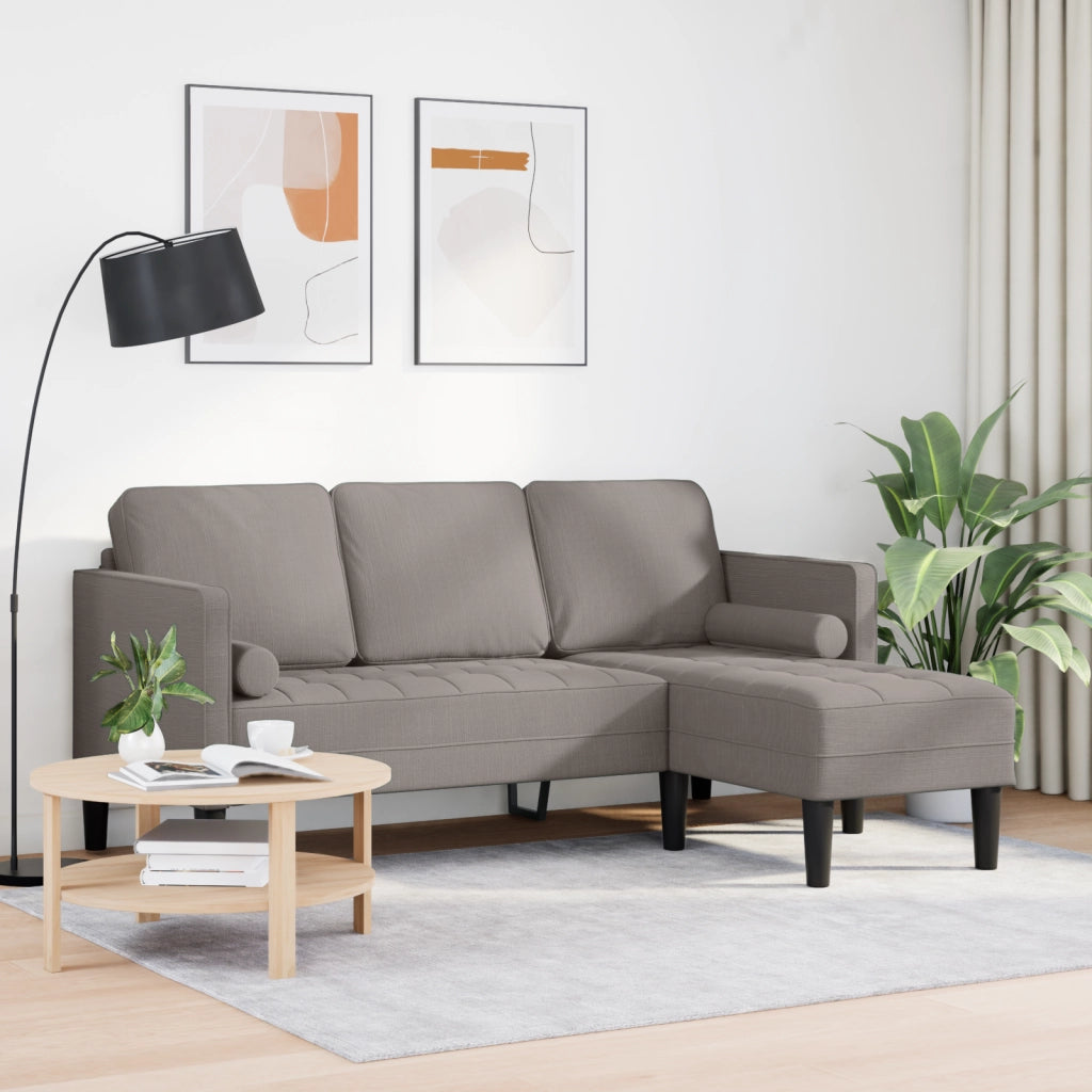 Divano L-shaped 3 posti Tortora 160 cm in tessuto -