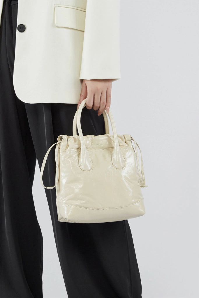 Borsa da donna vintage Song in pelle di vacchetta bianca
