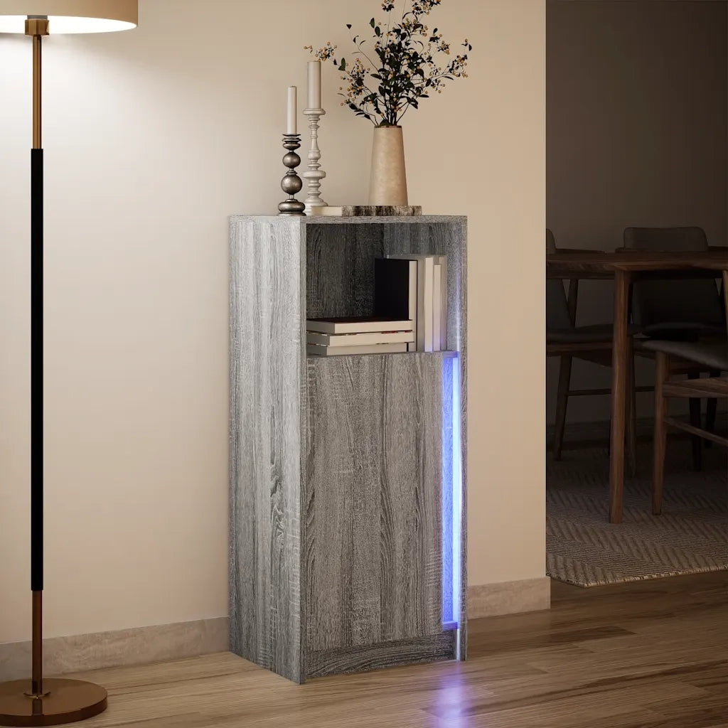 Credenza con LED-Buffet-Armadio da cucina Grigio Sonoma 42,5x34x100 cm Legno Multistrato