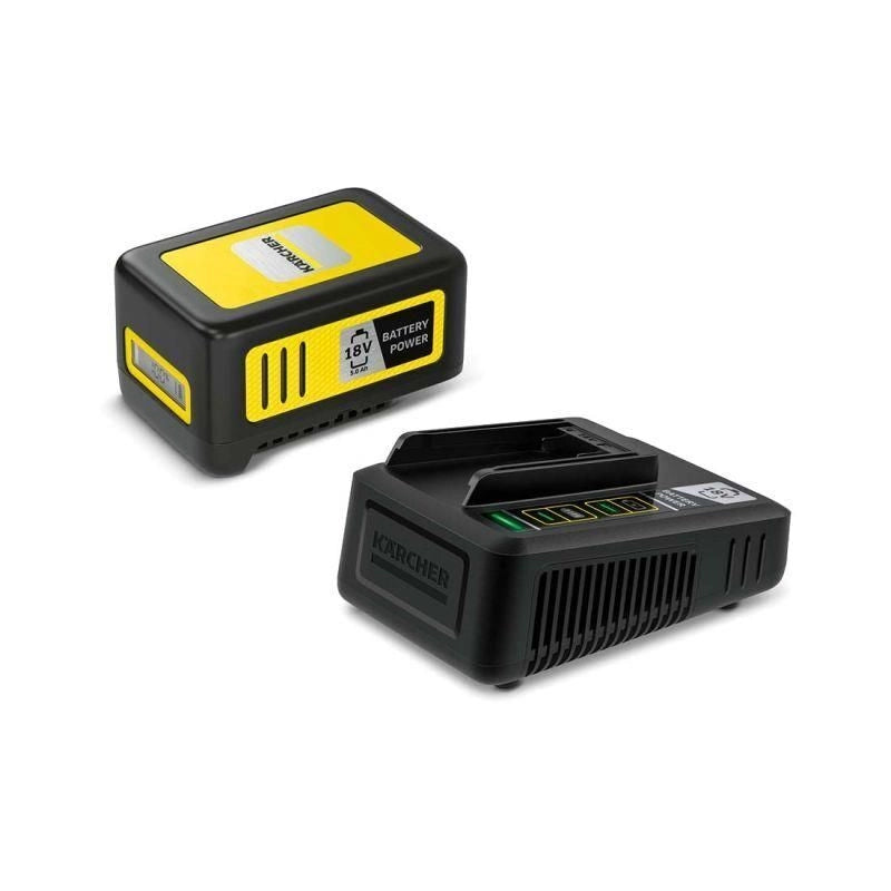 KÄRCHER 2.445-063.0 Starter Kit Batteria e Caricabatterie 18 V 5 Ah con Display LCD e Protezione IPX5 colore Nero Giallo