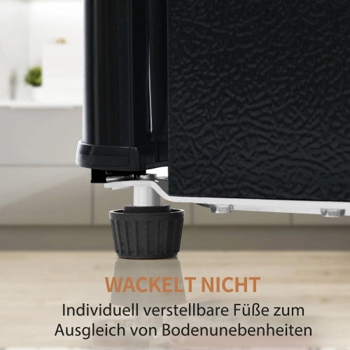 Frigorifero retrò; frigorifero congelatore; volume totale 92L; compartimento congelatore 28L; luce LED; efficiente energetico; nero