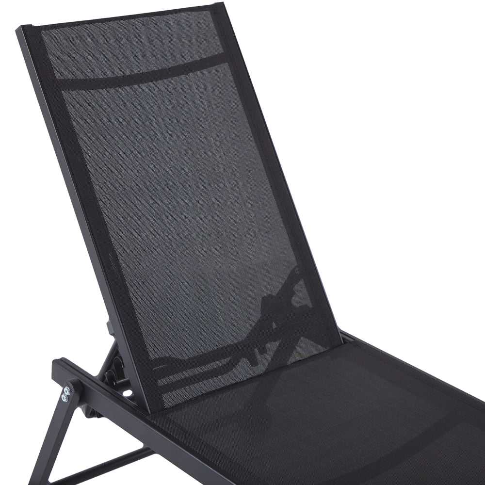 Lettino prendisole da giardino Sedile sintetico bianco Struttura in alluminio 198 x 61 cm Schienale reclinabile regolabile con ruote Patio