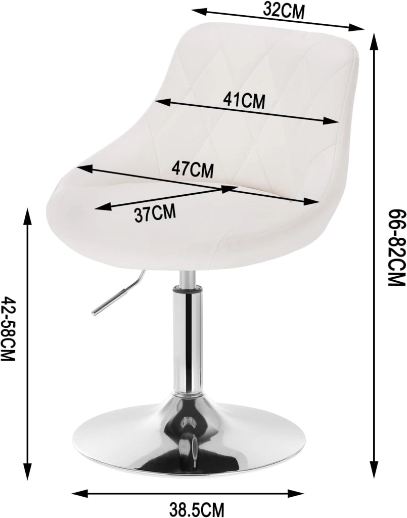 Casa Sedia Alta per Cucina con Schienale in PU, senza Poggiapiedi, l'altezza può essere regolata tra 42-58 cm, Bianco, BH241ws-1
