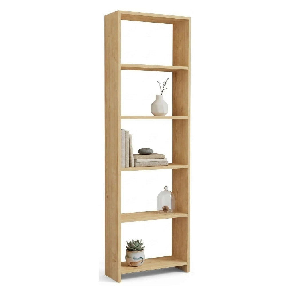 Biblioteca Paupisi, Libreria 5 Ripiani, 50x20x160h cm Marrone Rovere