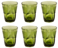 Set 6 Bicchieri Accartocciati 36 cl Ø9 cm in Vetro Pressato Kaleidos Verdi