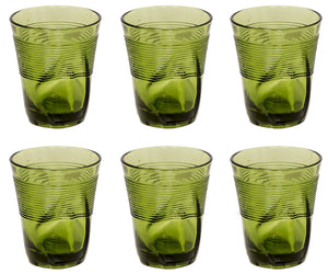 Set 6 Bicchieri Accartocciati 36 cl Ø9 cm in Vetro Pressato Kaleidos Verdi