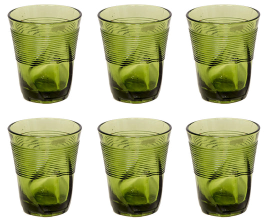 Set 6 Bicchieri Accartocciati 36 cl Ø9 cm in Vetro Pressato Kaleidos Verdi