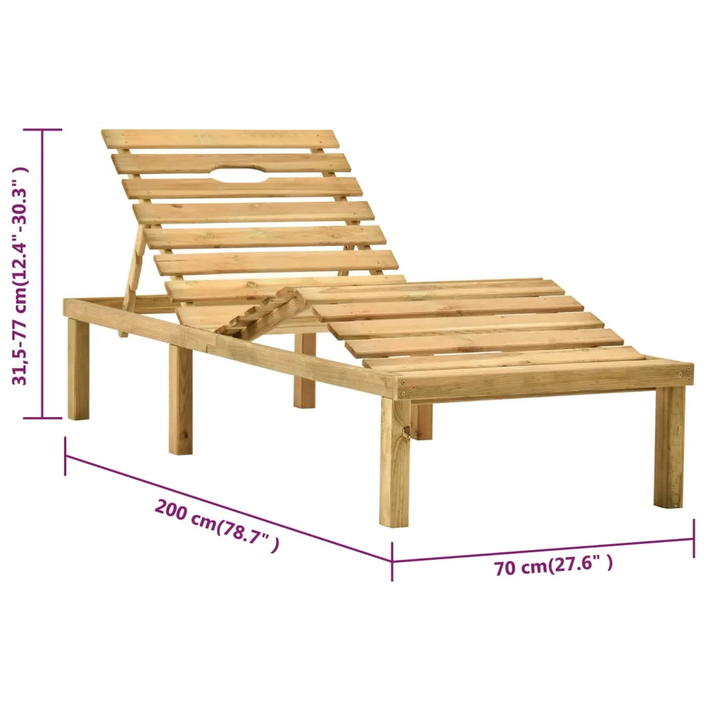 Lettino Prendisole da Giardino in Legno di Pino Impregnato 315396
