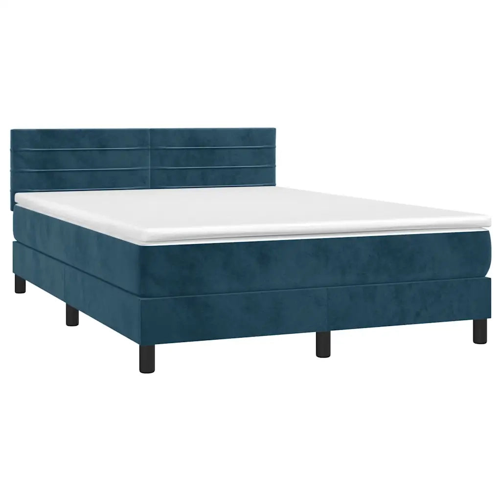 Giroletto a Molle con Materasso Blu Scuro 140x190 cm in Velluto 3141363