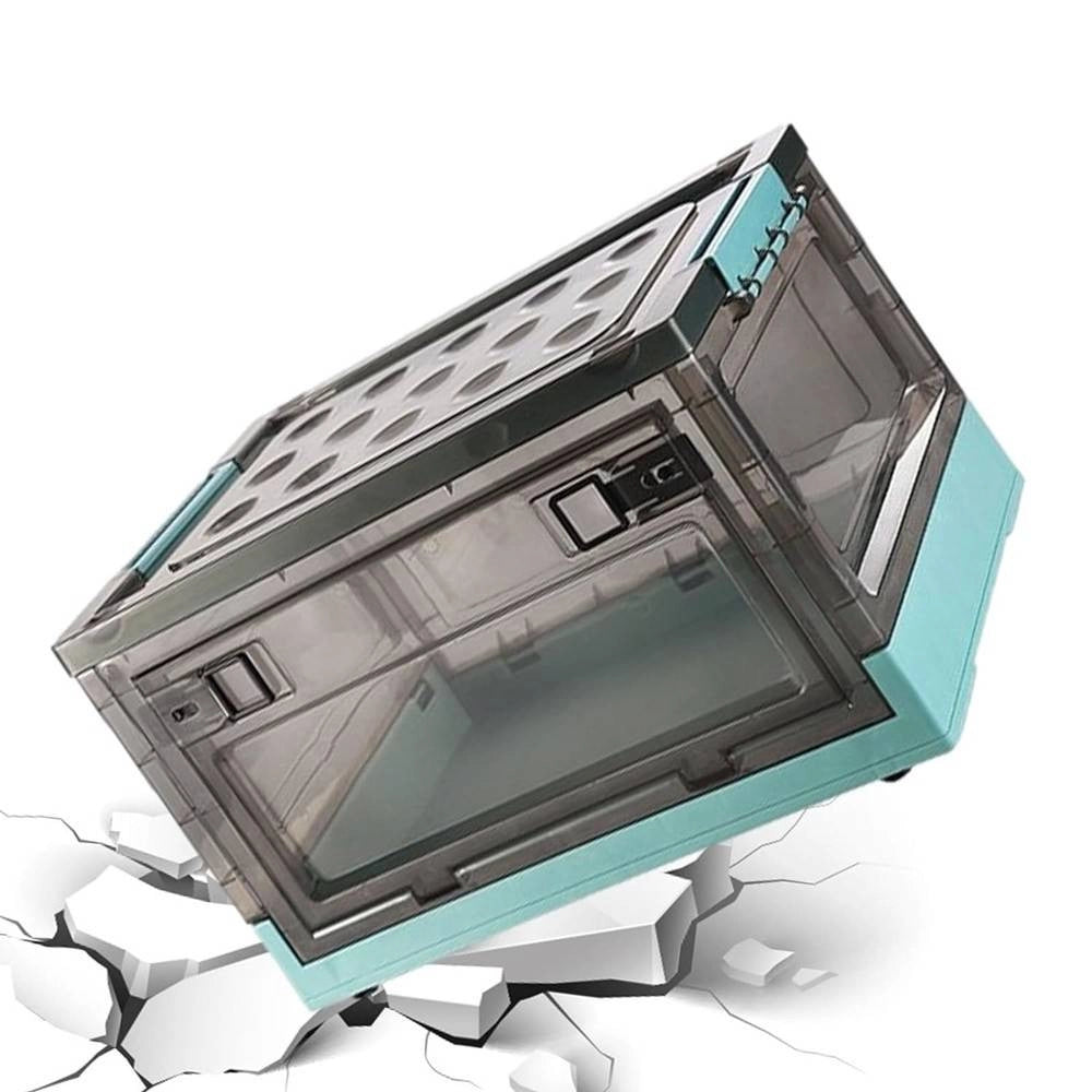 Trade Shop - Scatola Contenitore Stoccaggio Pieghevole Salvaspazio Con Ruote 51 X 34 X 24 Cm -