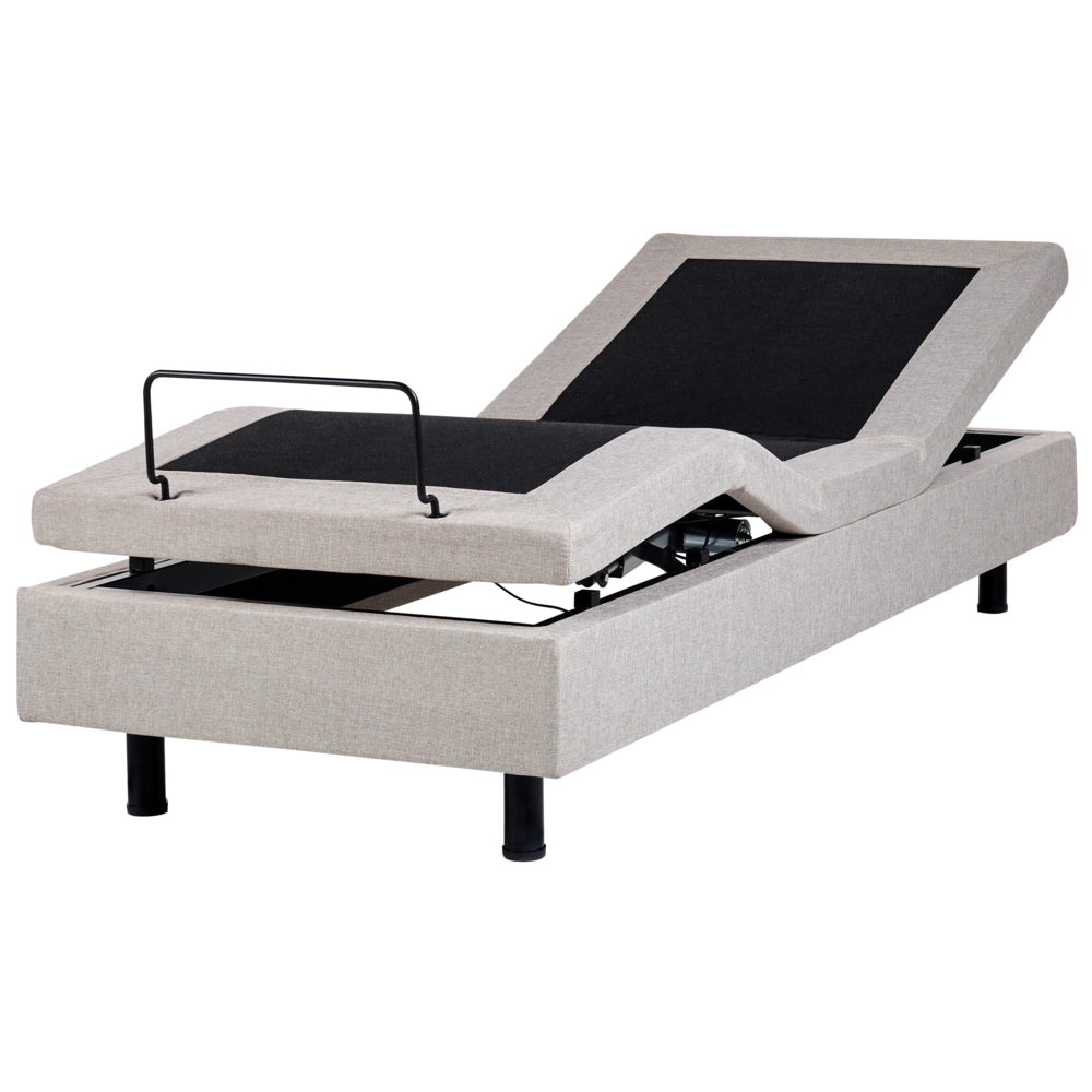 Letto elettrico singolo in poliestere beige chiaro regolabile con telecomando senza testata 80 x 200 cm stile moderno