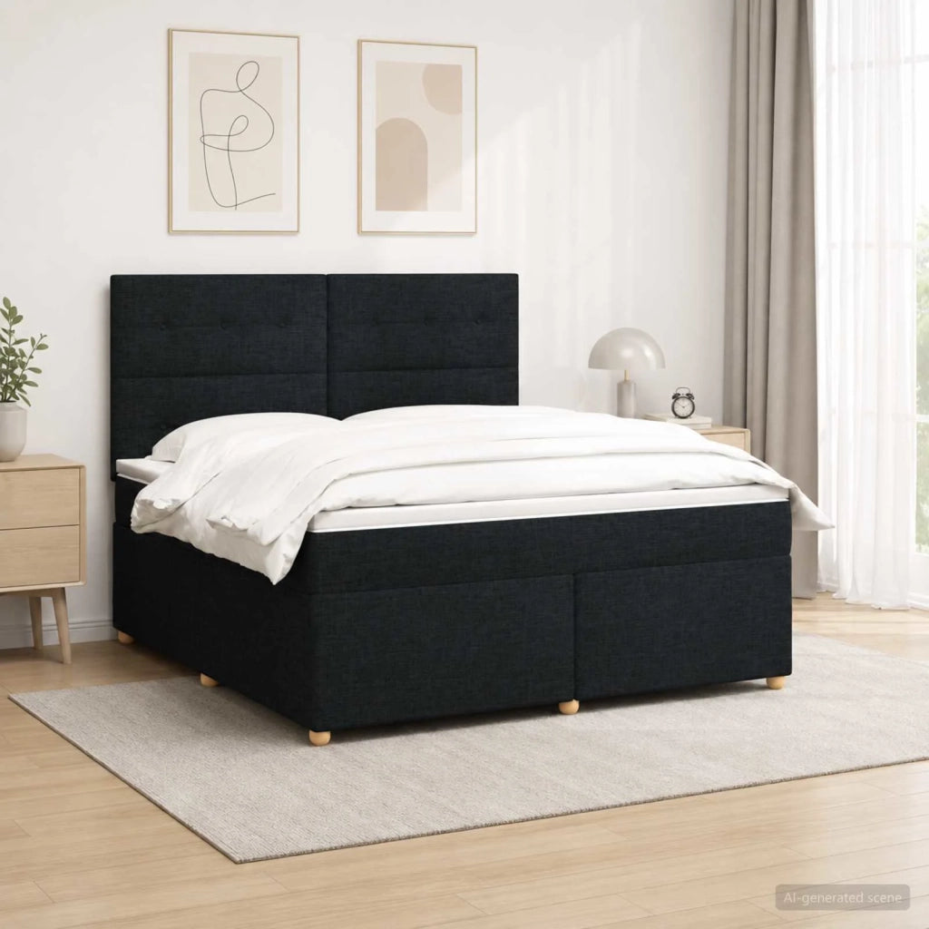 Letto box spring con materasso Nero 180 x 200 cm Tessuto 3455408