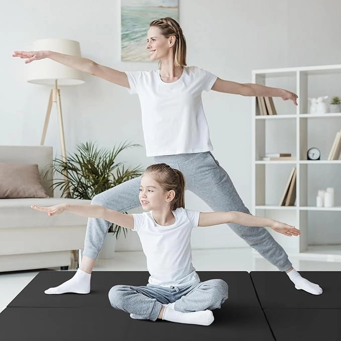 Tappetino da Yoga Spesso, Tappetino Fitness Pieghevole e Portatile con Imbottitura in EPE, Cerniera e Maniglie, Materassino Allenamento da Casa e Palestra,180 x 60 x 5 cm
