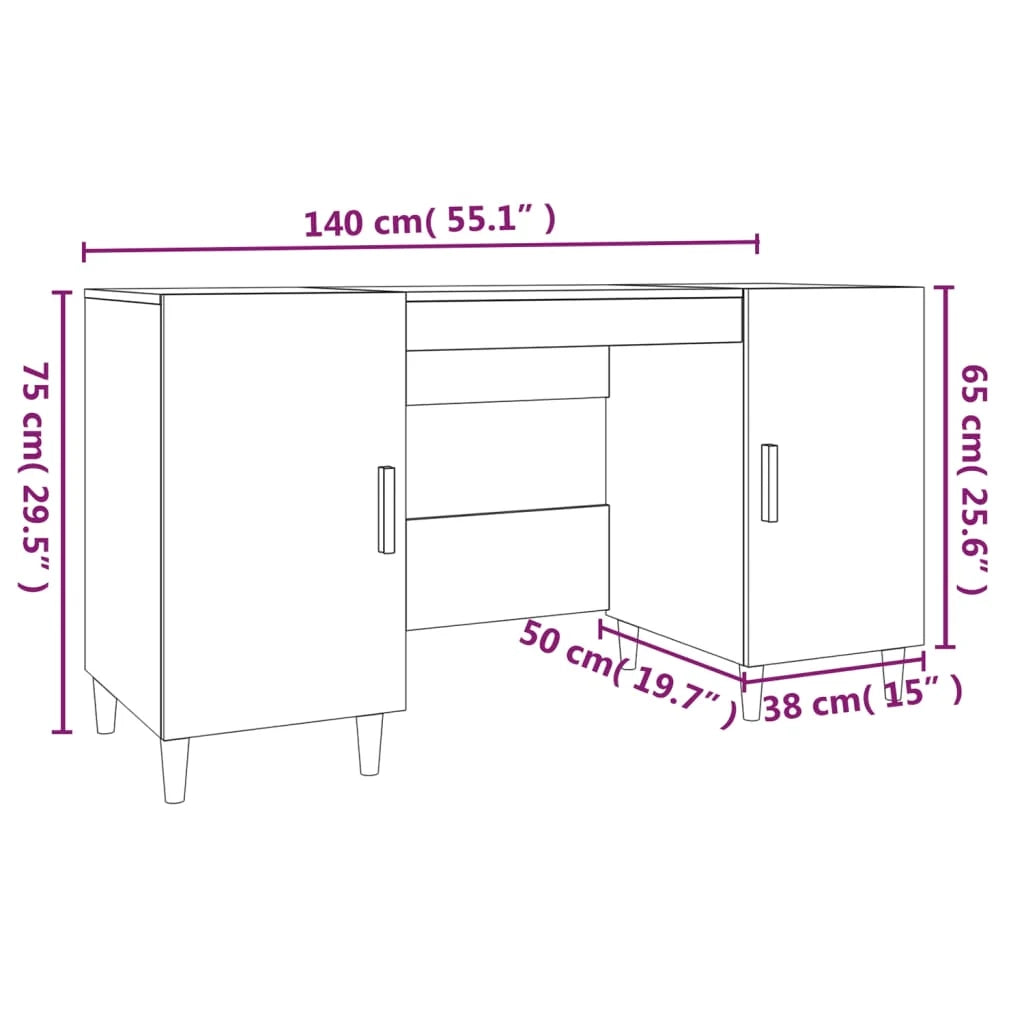 Scrivania tavolo postazione di lavoro mobile per computer studio 140 x 50 x 75 cm legno ingegnerizzato grigio 02_0023842
