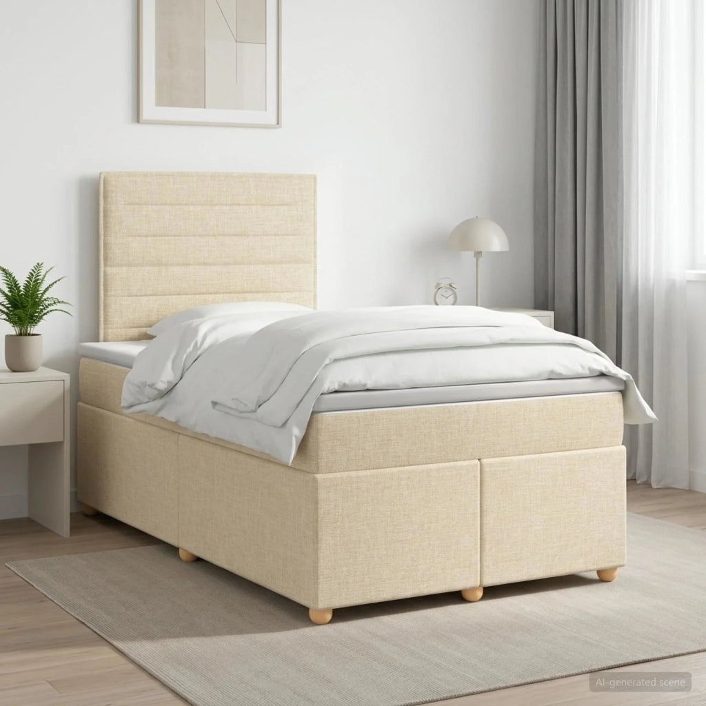 Letto box spring con materasso Crema 120 x 190 cm Tessuto 3453835