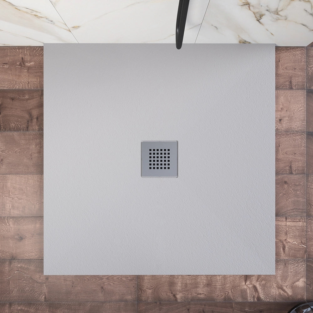 Piatto doccia 80x80cm in marmoresina grigio effetto pietra | Kos