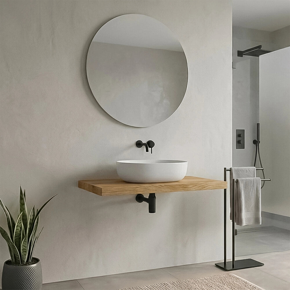 Mensolone bagno 100 cm in legno effetto rovere naturale Levia
