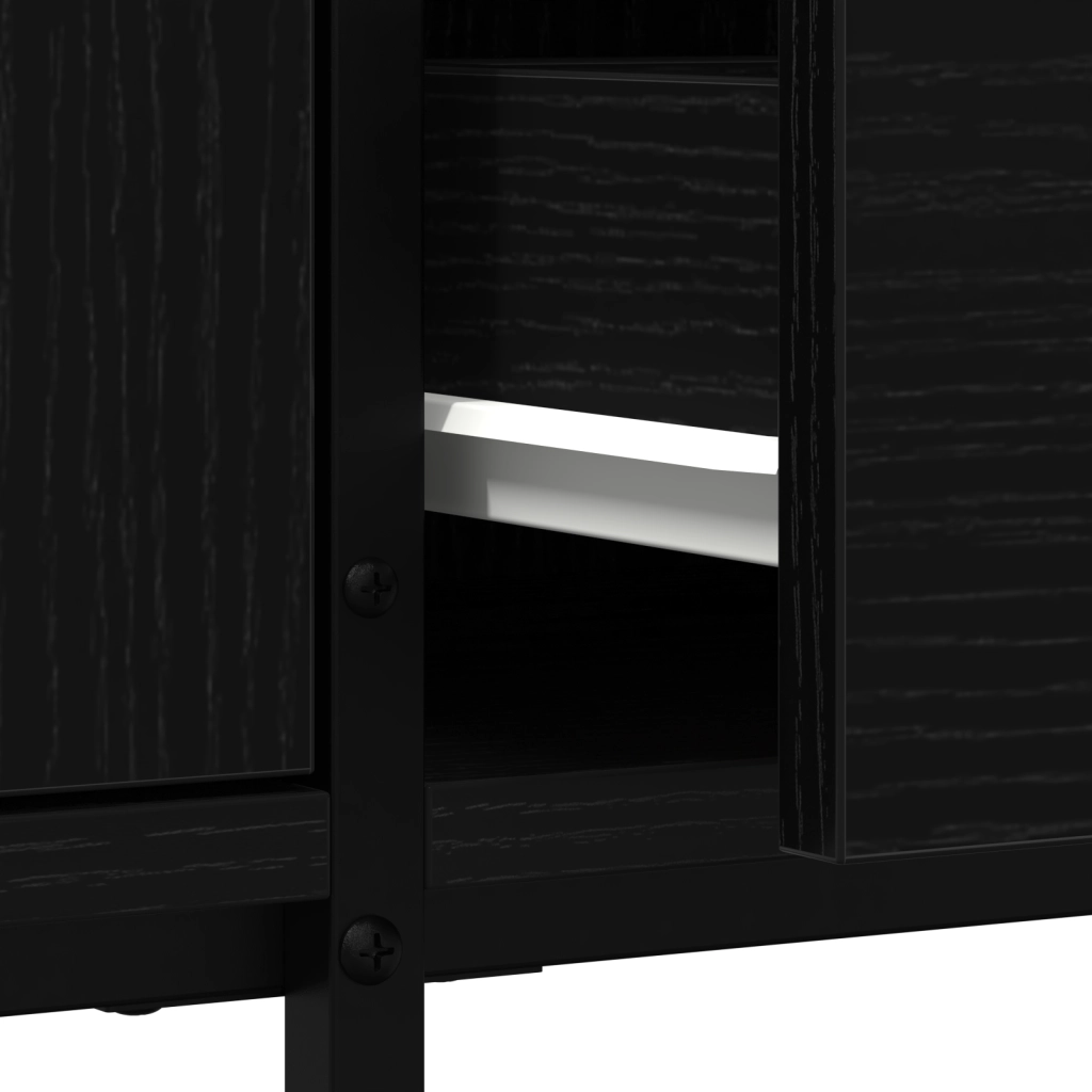 Mobile TV  con cassetto Nero Rovere 200x25x44 cm Legno ingegnerizzato