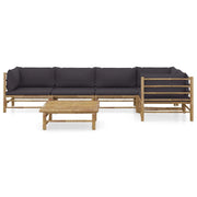Set Divani da Giardino 6 pz con Cuscini Grigio Scuro in Bambù 3058240