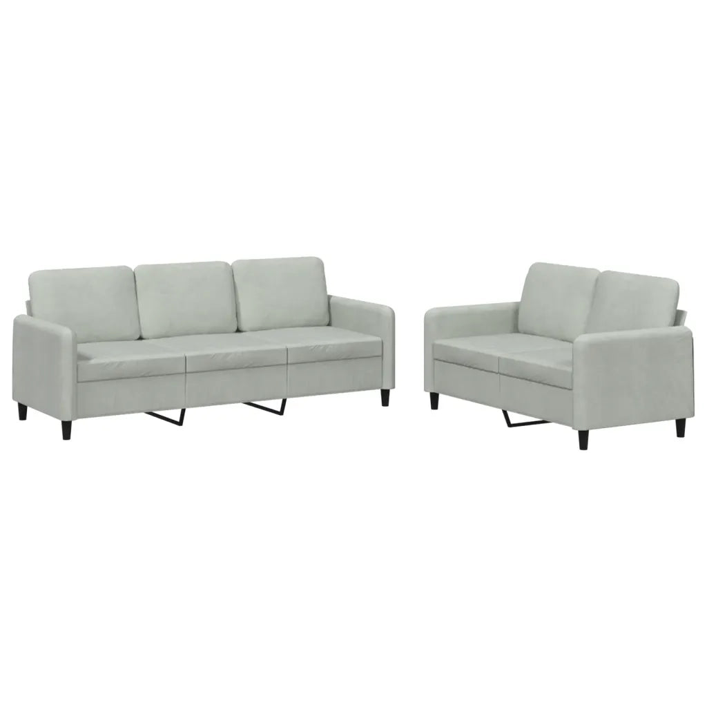 Set di Divani 2 pz Grigio Chiaro in Velluto 3202014