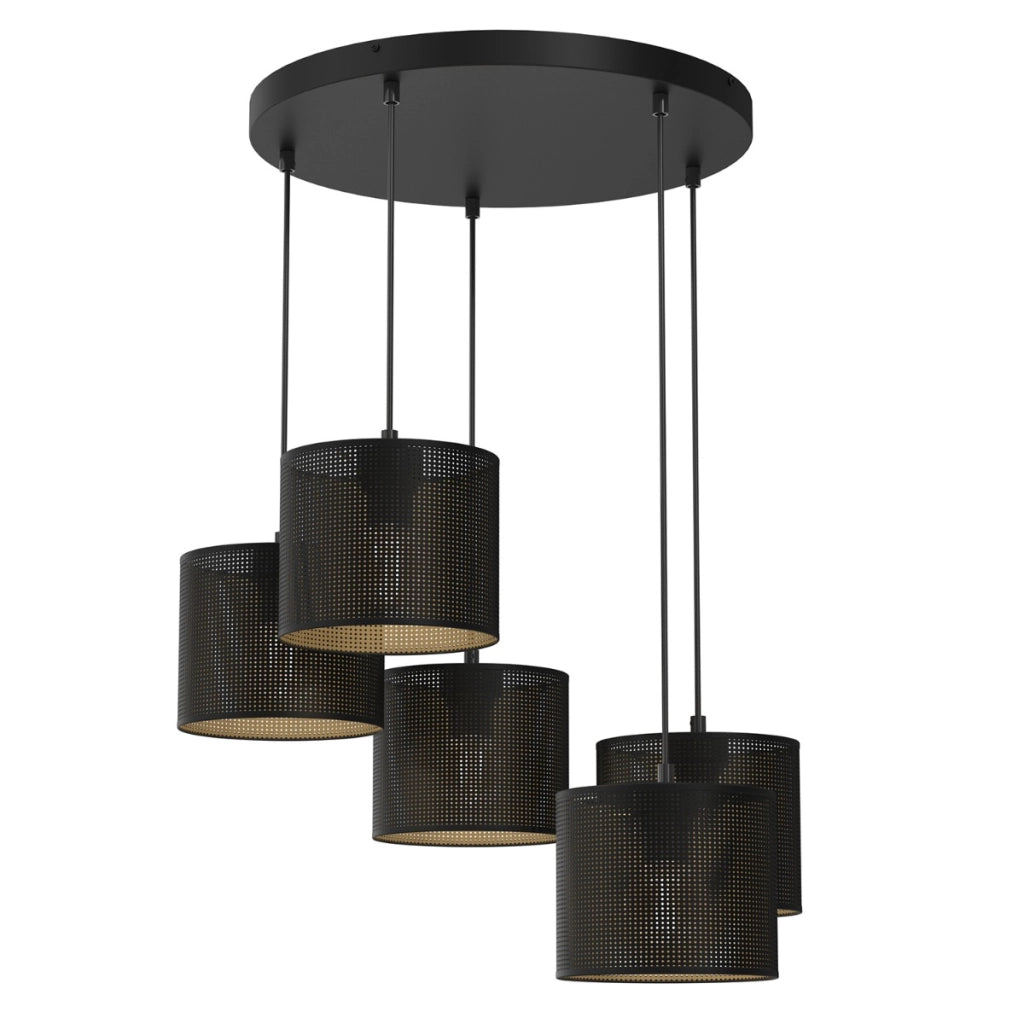 Lampadario Loft Shade nero oro 5 luci E27 Luminex