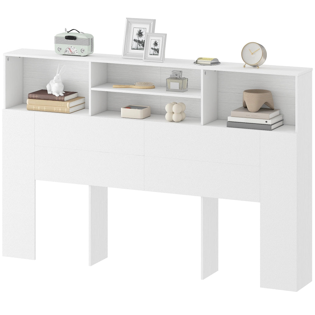 Testiera con cassetti e contenitore ¨C zephmum ¨C bianco 160x20.2x108.2 cm