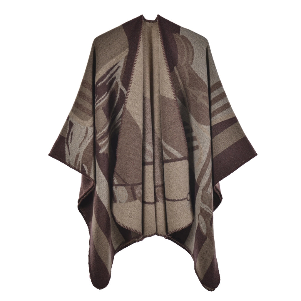 Nuovo scialle da donna, elegante mantellina in cashmere spesso con spacco