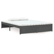Letto matrimoniale | Letto per adulti | Giroletto Grigio in Legno Massello 135x190 cm Double