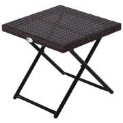 EasyComfort Tavolino da Giardino Pieghevole in Rattan Sintetico e Acciaio, Tavolino da Balcone Salvaspazio, 40x40x40cm, Marrone