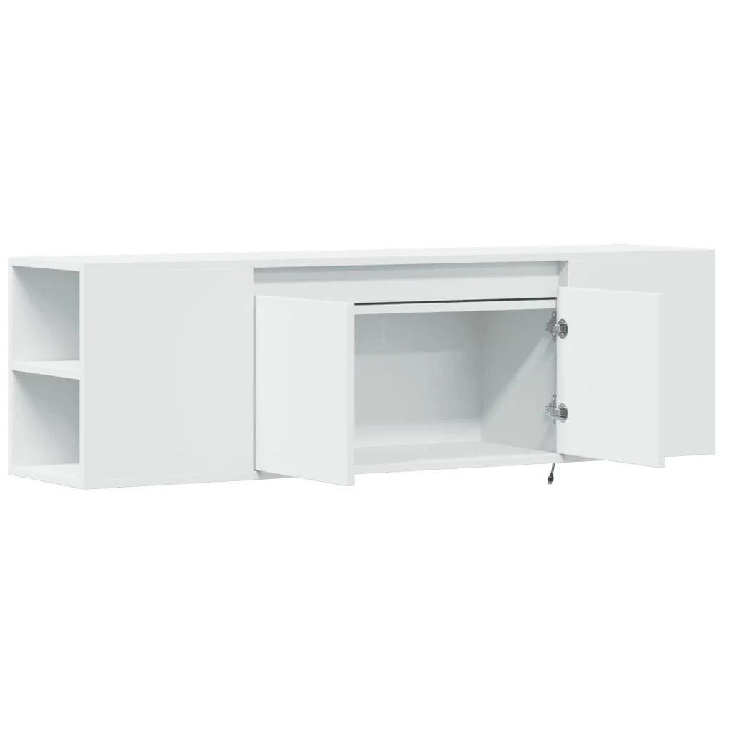 Mobile TV multimediale mensola TV credenza mobile TV sala da pranzo soggiorno camera da letto montaggio a parete con luci LED 135 x 31 x 39,5 cm bianco 02_0027862