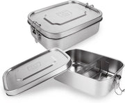 Tazza per pane in acciaio inossidabile con 2 contenitori e parete di separazione - impermeabile - per adulti e bambini - 2 pezzi, 1200 ml - 19 x 14 x 6 cm.