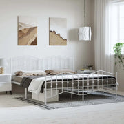 Giroletto con Testiera e Pediera-Struttura Letto Metallo Bianco 193x203 cm 731611