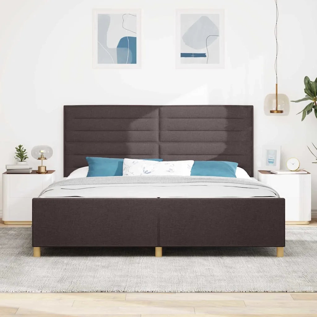 Struttura del letto Marrone scuro 200 x 200 cm Tessuto 3344679