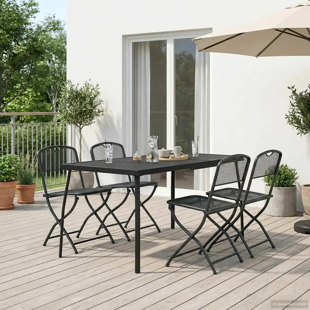 Set di Mobili da Esterno 5 pz | Set Salotto da Giardino Antracite Ferro e Acciaio