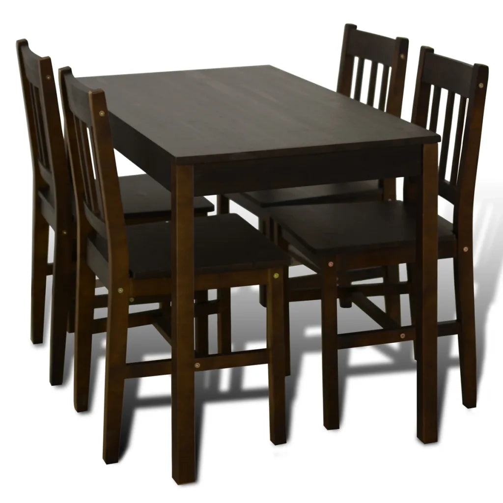 Set Tavolo da Pranzo con 4 Sedie Marrone CFW3749722