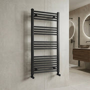 Termoarredo bagno H 112 x L 45 cm in acciaio nero opaco