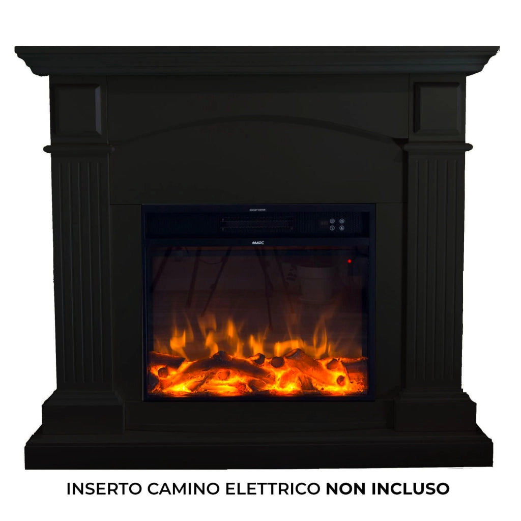 Cornice da Pavimento per Inserto Camino Elettrico 113,7x102,2x28,2 cm in MDF Sined Cetona Nero