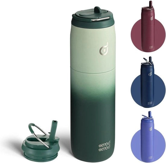 Ottimo Geïsoleerd 950 ml Fiasco in Acciaio Inox per Attività Fisica e Palestra - Fiasco con Fusto a Flusso Verde