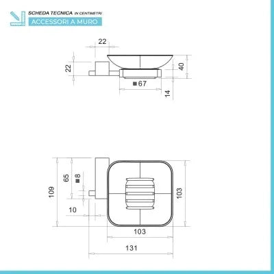 Set accessori a muro 6 pezzi in acciaio cromato e viti incluse  Unica