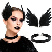 Accessori per capelli per la sposa - Choker in pelle nera - Accessori per capelli - Decorazioni per capelli - Choker con angeli - Accessori per capelli per la sposa - Choker in pelle nera con angeli - Manicure a mano