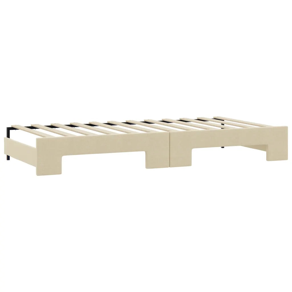 Divano Letto Estraibile con Cassetti Crema 90x200 cm in Tessuto 3197692