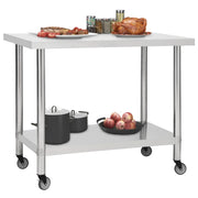 Tavolo da Lavoro Cucina con Ruote 100x45x85 cm in Acciaio Inox CFW7402472