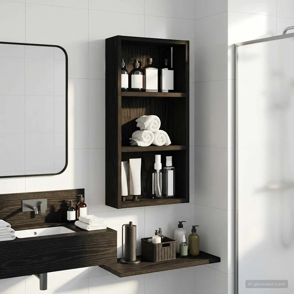 Armadio da bagno a muro Rovere Nero 30 x 10 x 60,5 cm